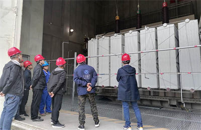 陪同國網領導參觀南充濱江站高壓細水霧